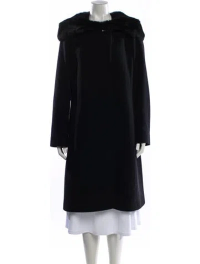 Pre-owned Cinzia Rocca Virgin Wool Faux Fur Coat In Black