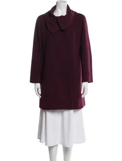 Pre-owned Cinzia Rocca Virgin Wool Faux Fur Coat In Burgundy