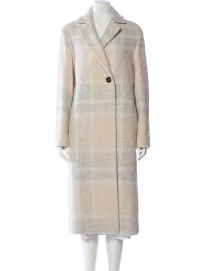 Pre-owned Cinzia Rocca Virgin Wool Plaid Print Fur Coat In Neutral