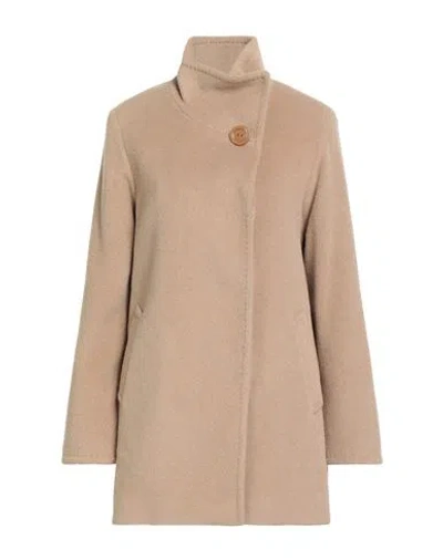 Cinzia Rocca Woman Coat Beige Size 14 Virgin Wool, Alpaca Wool In Neutral