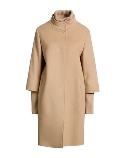 Cinzia Rocca Woman Coat Beige Size 14 Virgin Wool In Brown
