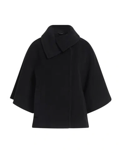 Cinzia Rocca Woman Coat Black Size 8 Wool, Polyamide, Cashmere