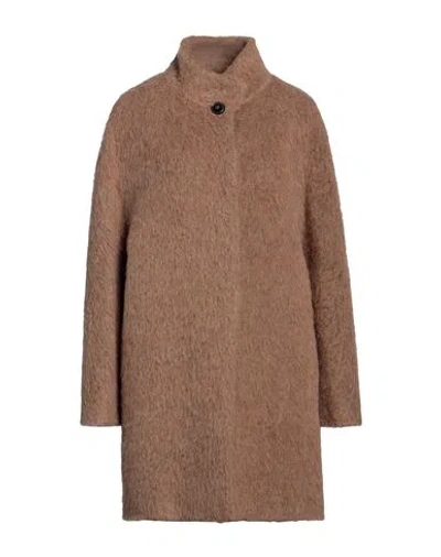 Cinzia Rocca Woman Coat Camel Size 8 Acrylic, Polyester, Wool, Alpaca Wool, Polyamide In Beige