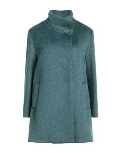 Cinzia Rocca Woman Coat Emerald Green Size 10 Virgin Wool, Mohair Wool, Polyamide