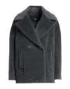 Cinzia Rocca Woman Coat Grey Size 12 Virgin Wool, Alpaca Wool In Metallic