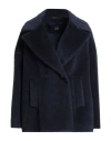 Cinzia Rocca Woman Coat Navy Size 14 Virgin Wool, Alpaca Wool In Blue