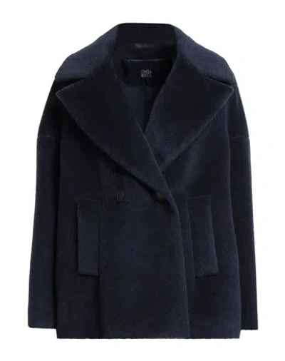 Cinzia Rocca Woman Coat Navy Size 14 Virgin Wool, Alpaca Wool In Blue