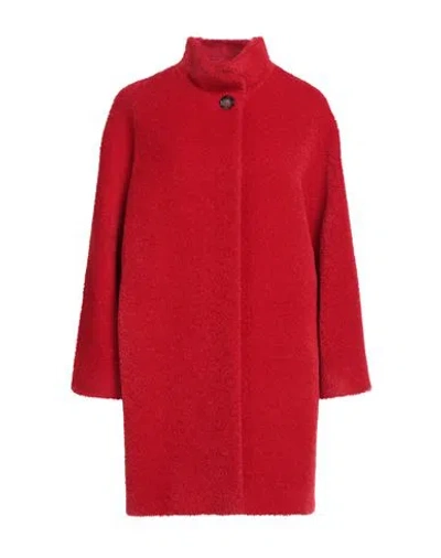 Cinzia Rocca Woman Coat Red Size 14 Alpaca Wool, Virgin Wool