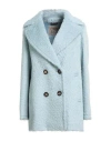 Cinzia Rocca Woman Coat Sky Blue Size 12 Alpaca Wool, Wool, Polyamide In Blue