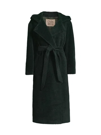Cinzia Rocca Women's Belted Hooded Coat In Green