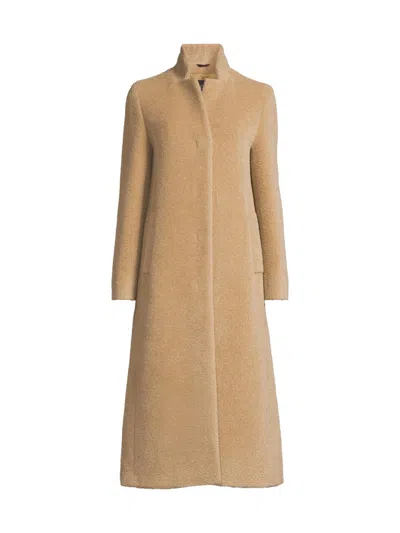Cinzia Rocca Women's Stand Collar Wool-alpaca Long Coat In Brown