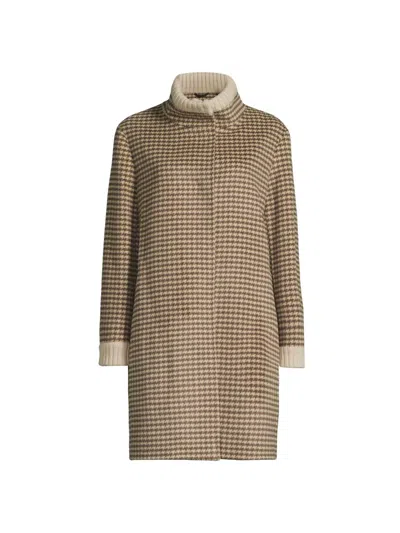 Cinzia Rocca Women's Wool Houndstooth Coat In Brown
