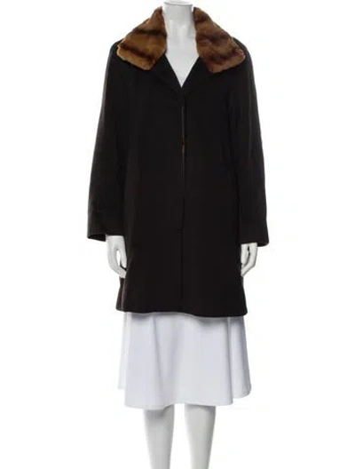 Pre-owned Cinzia Rocca Wool Colorblock Pattern Faux Fur Coat In Black