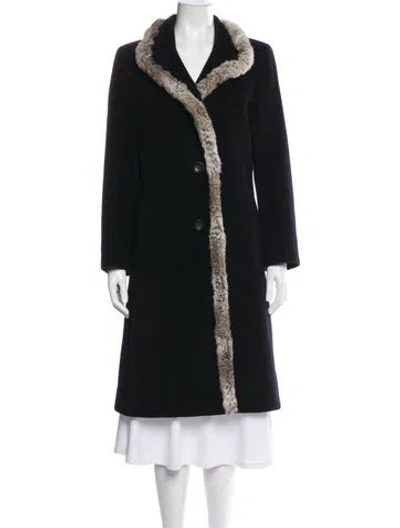 Pre-owned Cinzia Rocca Wool Colorblock Pattern Faux Fur Coat In Black