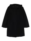 Cinzia Rocca Wool Hooded Coat In Black
