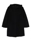 Cinzia Rocca Wool Walking Coat With Hood In Black