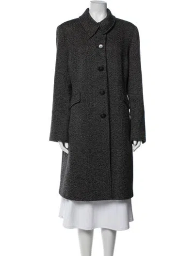 Pre-owned Cinzia Rocca Wool Tweed Pattern Coat In Black