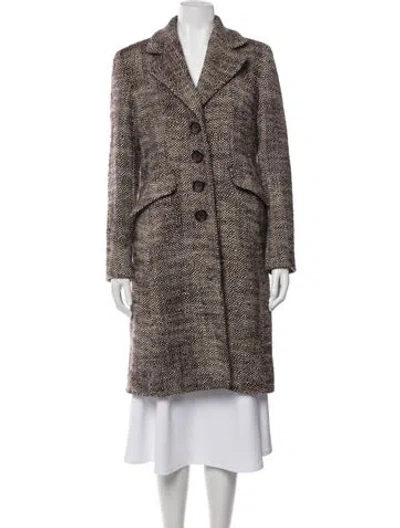 Pre-owned Cinzia Rocca Wool Tweed Pattern Coat In Burgundy