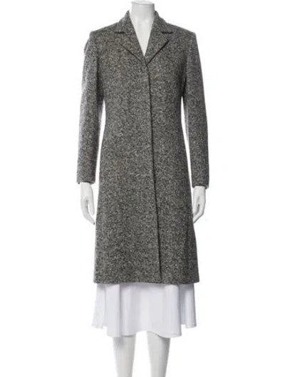 Pre-owned Cinzia Rocca Wool Tweed Pattern Coat In White