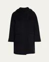 Cinzia Rocca Wool Walking Coat With Hood In Black