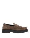 Cinzia Soft Woman Loafers Taupe Size 8 Leather In Grey