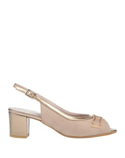 Cinzia Soft Woman Sandals Beige Size 8 Textile Fibers, Synthetisches Material In Pink