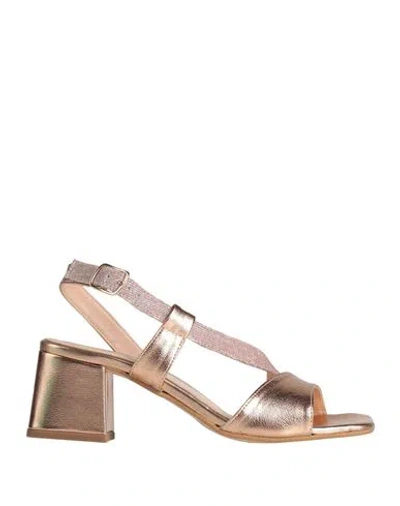 Cinzia Soft Woman Sandals Bronze Size 6 Textile Fibers In Yellow
