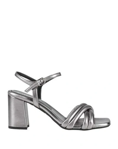 Cinzia Soft Woman Sandals Grey Size 7 Textile Fibers In Silver