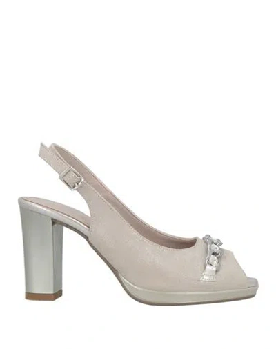 Cinzia Soft Woman Sandals Light Grey Size 6 Textile Fibers In Gray