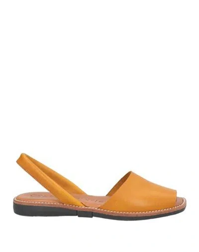Cinzia Soft Woman Sandals Marigold Size 8 Leather In Yellow
