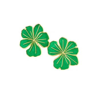 Cioccolato Couture Women's Gold Emerald Bloom Clover Earrings