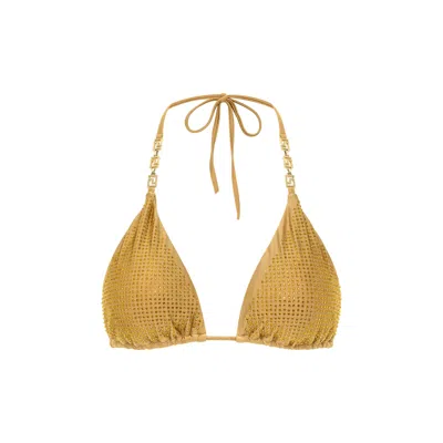 Cioccolato Couture Women's Neutrals Crystal Bikini Nude Top In Brown