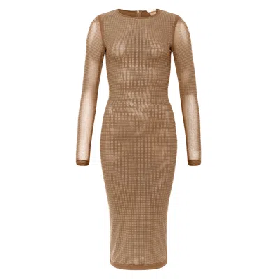 Cioccolato Couture Women's Neutrals Kelly Crystal Maxi Dress Nude In Brown
