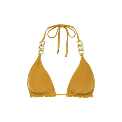Cioccolato Couture Women's Yellow / Orange Chain Bikini Caramel Top In Yellow/orange
