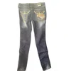 Cipo & Baxx Women's Retro Straight-leg Denim Jeans With Bead & Embroidery Accents In Navy In Black