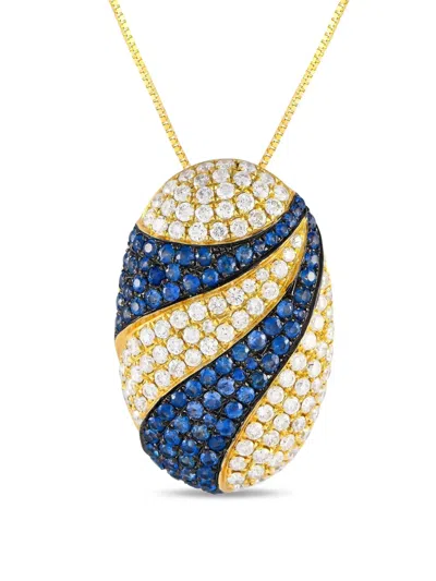 Pre-owned Cirari 18k Yellow Gold Diamond And Sapphire Necklace