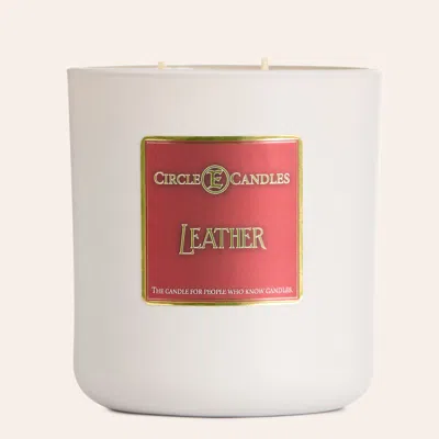 Circle E Leather 14 oz Candle In White