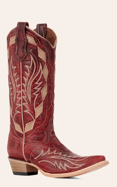 Circle G By Corral Women's Red & Sand Laser Stitched Snip Toe Cowboy Boots