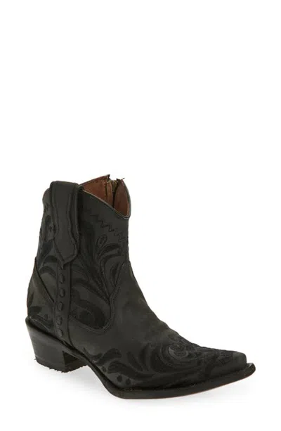 Circle G Embroidered Western Ankle Boot In Black