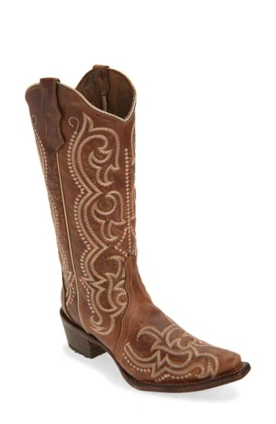 Circle G Embroidered Western Boot In Brown