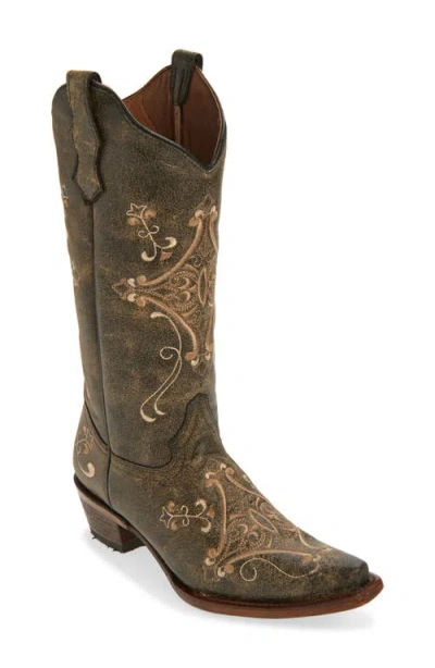 Circle G Embroidered Western Boot In Brown