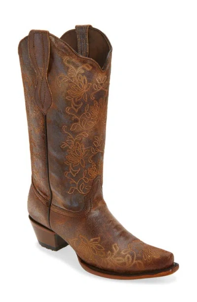 Circle G Floral Embroidered Western Boot In Brown
