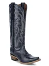 Circle G Women's Embroidered Tall Western Boots - Snip Toe In Dark Blue In Blue
