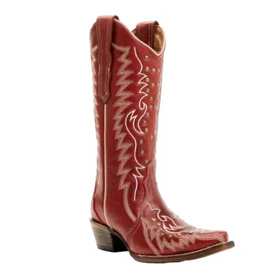 Circle G Women's Embroidery & Studs Western Boots In Red
