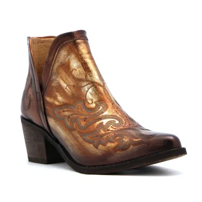 Circle G Women's Ld Embroidery Shortie Ankle Booties In Copper In Multi