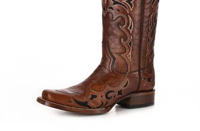 Circle G Women's Side Embroidery Boots In Brown/ Black
