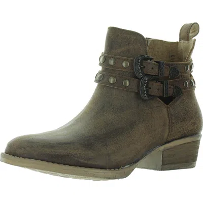 Circle G Womens Embellished Leather Ankle Boots In Brown