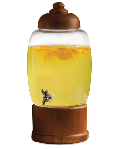 Circleware Beverage Dispenser With Wooden Lid And Base 357 oz In Clear