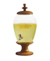 Circleware Beverage Dispenser With Wooden Lid And Base, 357 Oz. In Clear