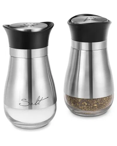 CIRCLEWARE CIRCLEWARE CAFE CONTEMPO SILVER & GLASS 2PC SALT & PEPPER SET